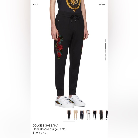 NWT *Dolce & Gabbana* black roses lounge pants size 46 - Picture 7 of 12